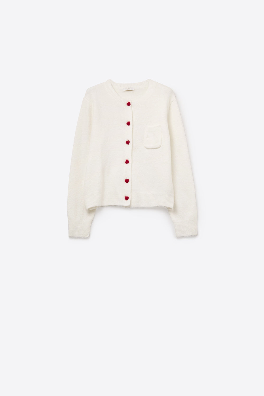 Charmant cardigan blanc avec boutons en forme de cœur