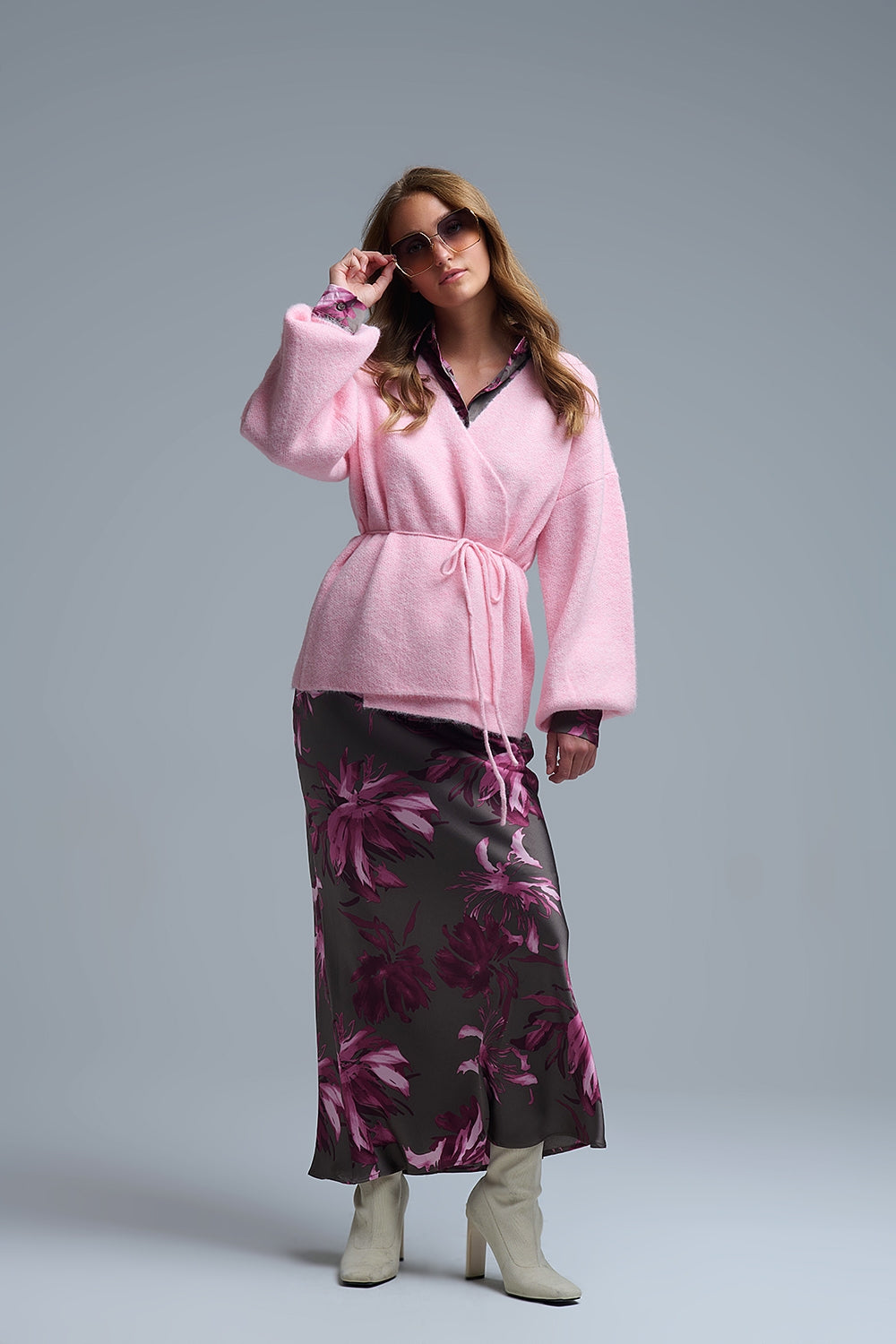 Cardigan rose cache coeur