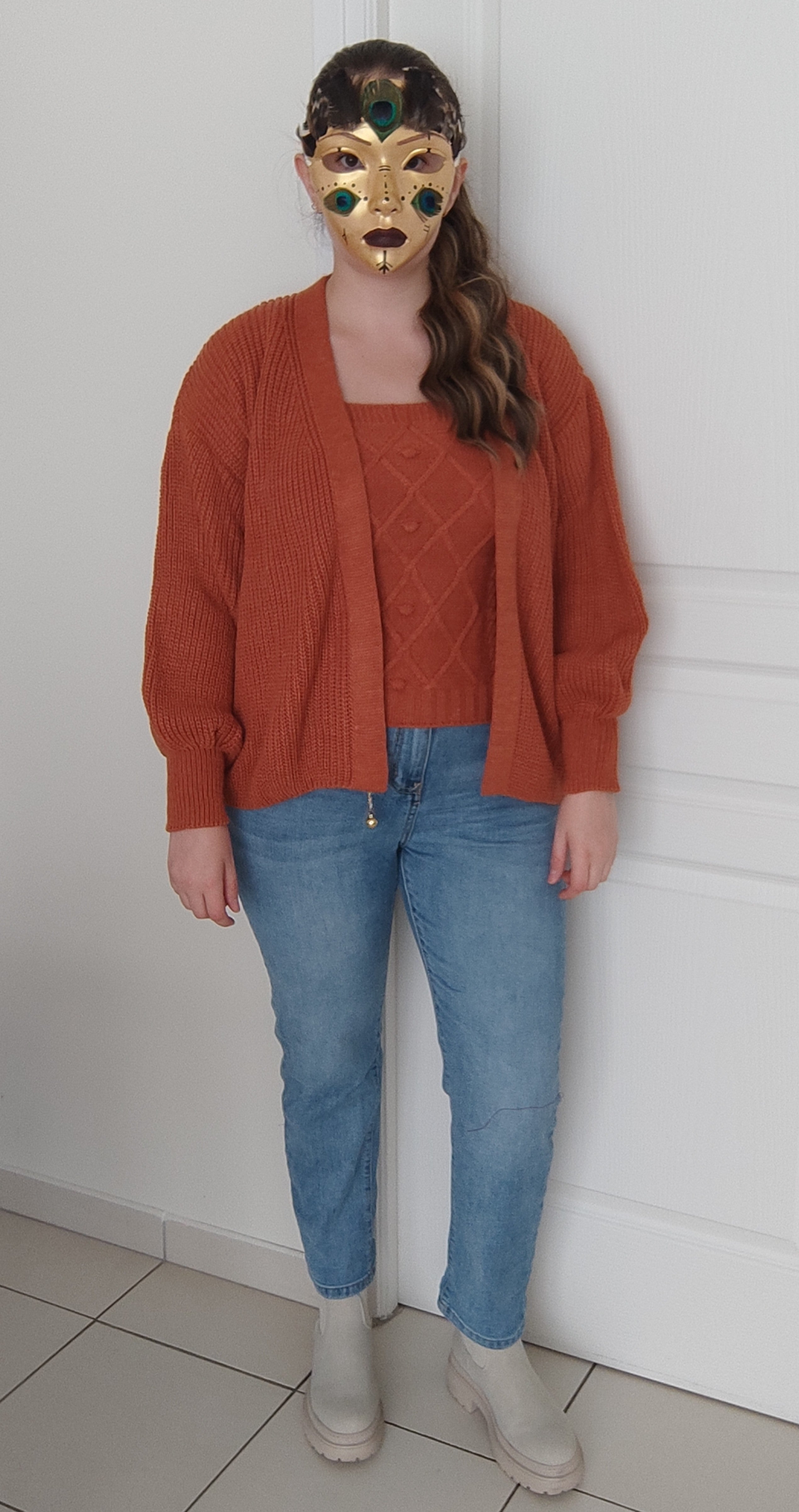 Ensemble top et cardigan auburn