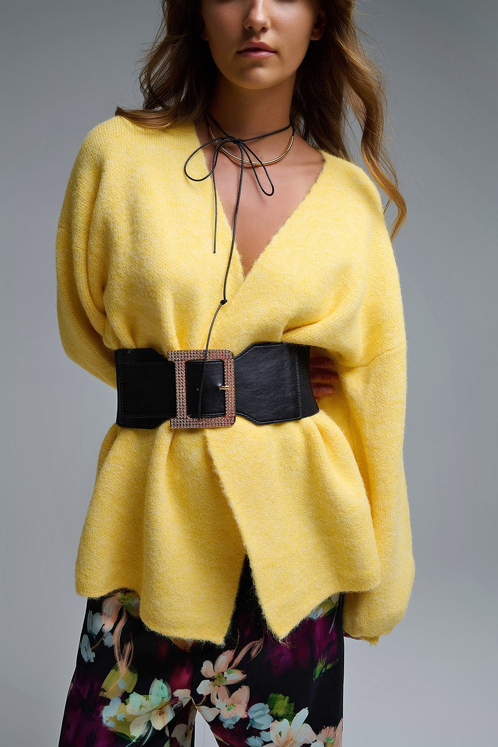 Cardigan jaune cache coeur