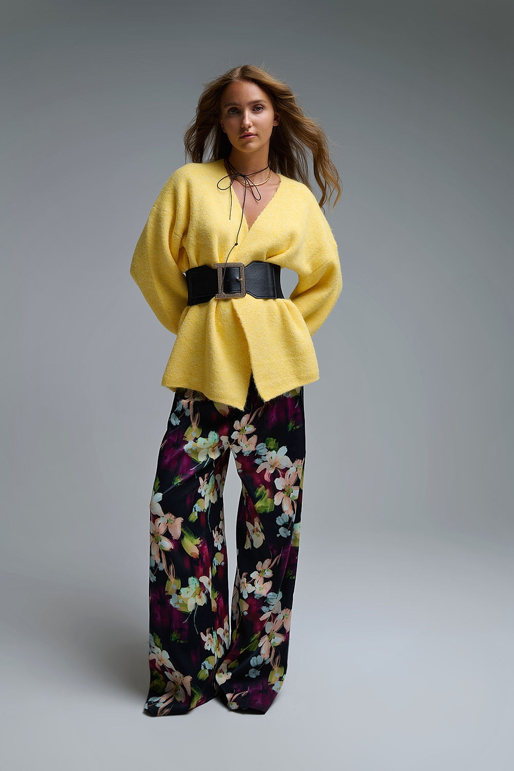 Cardigan jaune cache coeur