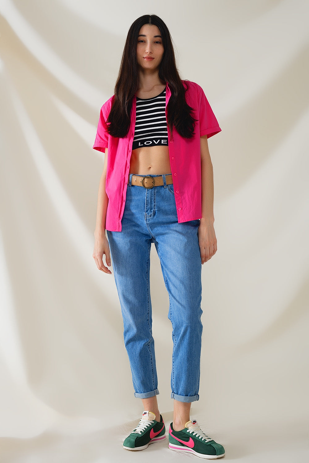 Jeans mom denim taille haute