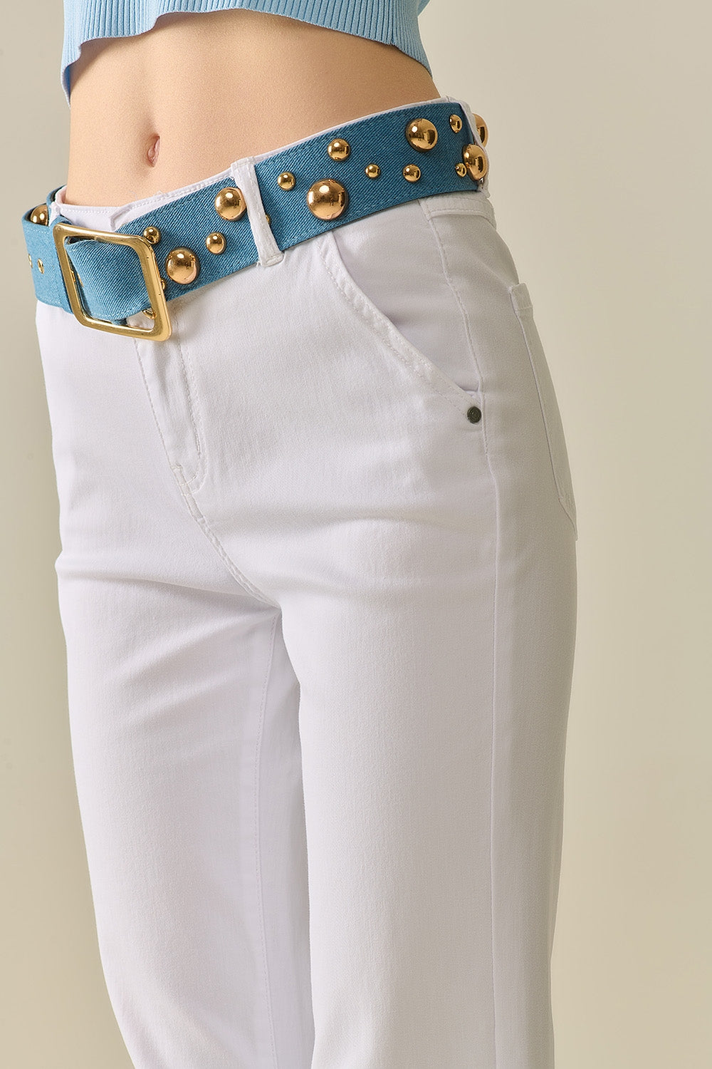 Pantalon Évasé Blanc Confortable et Extensible