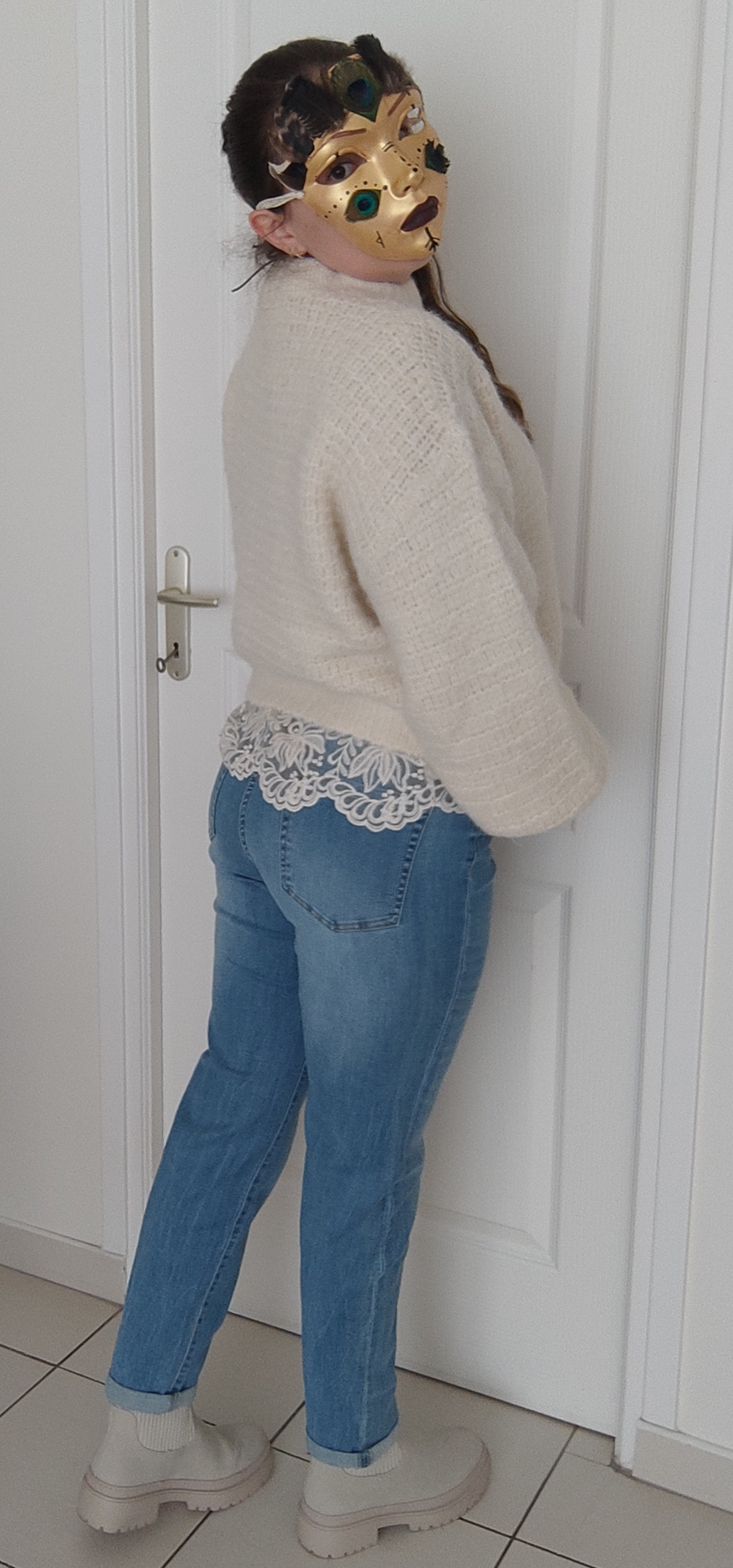 Jeans mom denim taille haute