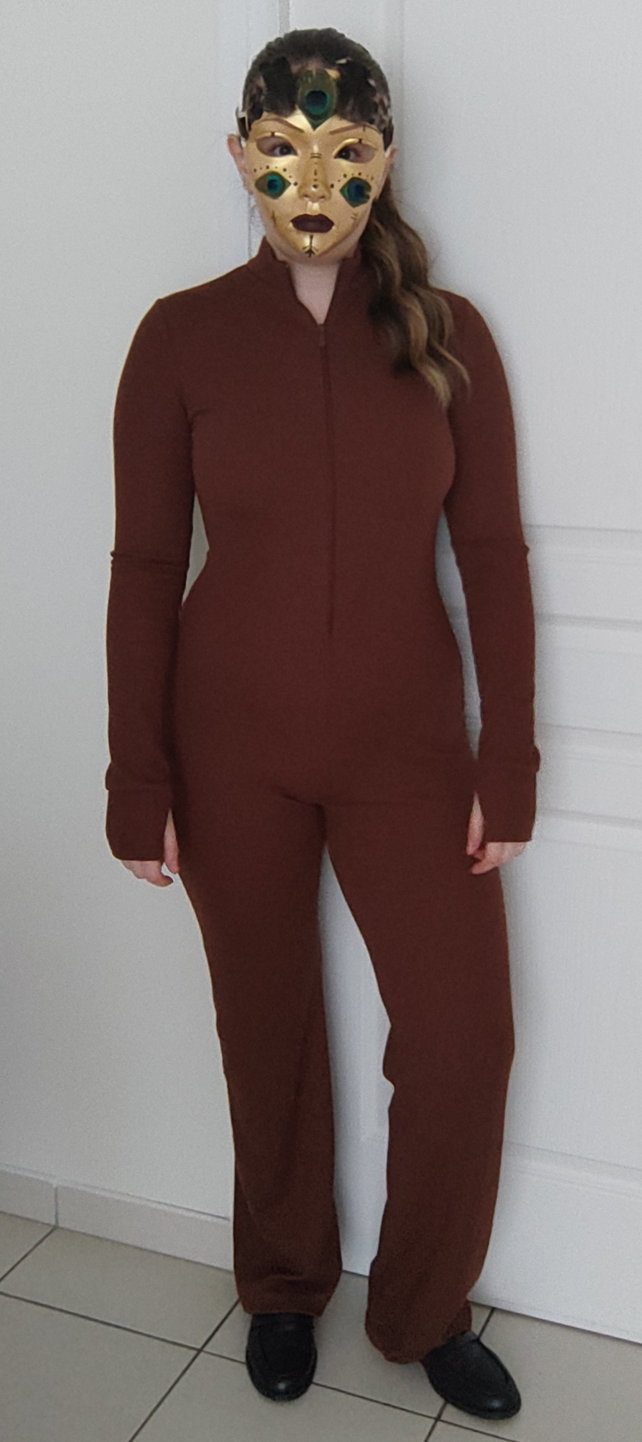 Combinaison décontractée zipée marron