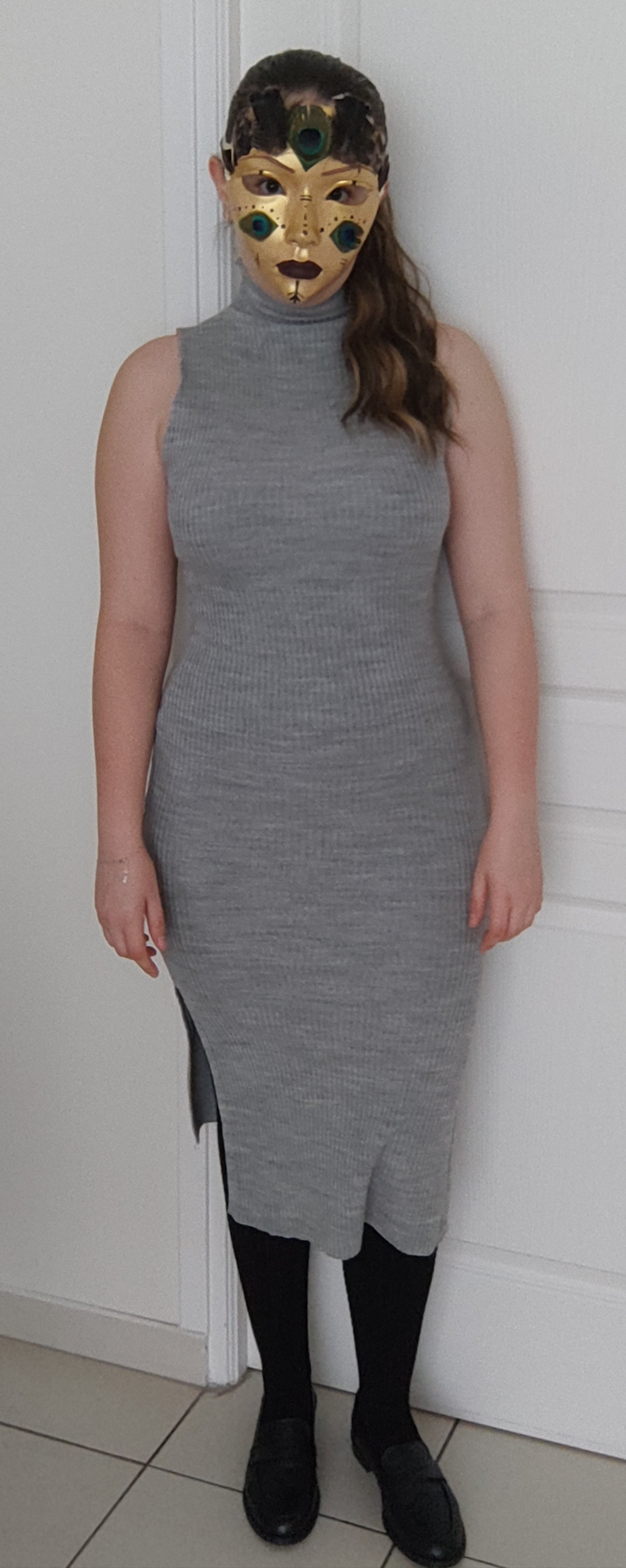 Ensemble robe & pull en laine décontracté gris clair
