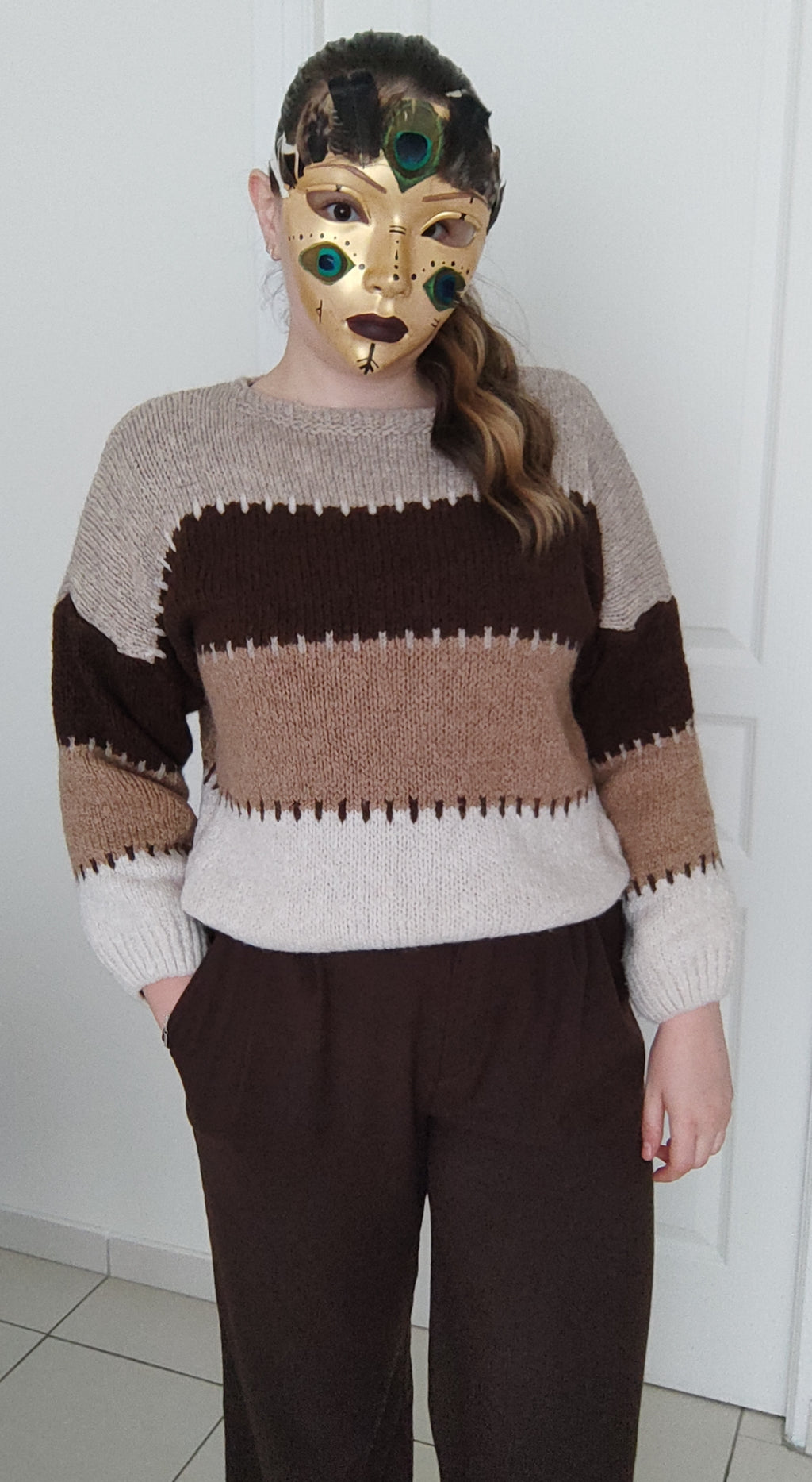 Pull cocooning tout doux marron